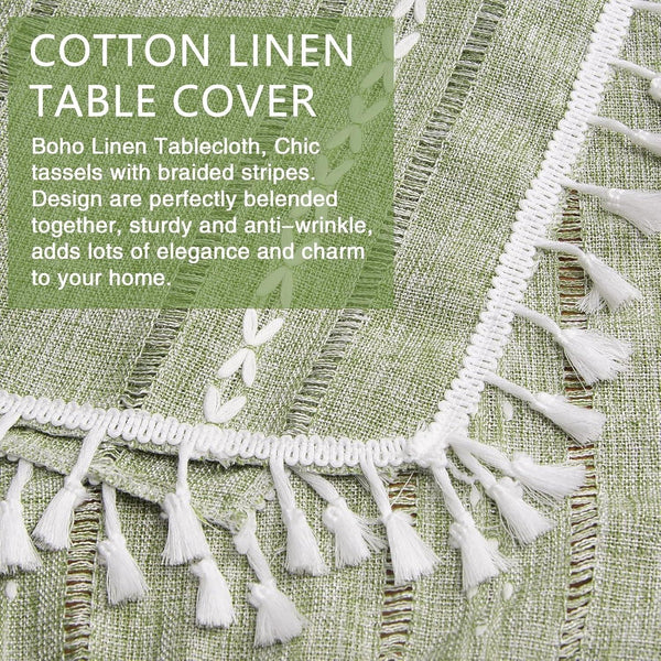 Boho Small Square Tablecloth 24''X24'', Sage Green Linen Table Cover, Nightstand Cover Top, round Square End Bedside Table Cloth Runner, Rustic Farmhouse Spring Summer Green Home Decor5