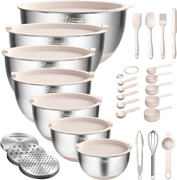 Mixing Bowls with Airtight Lids, Stainless Steel Nesting Bowls Set1