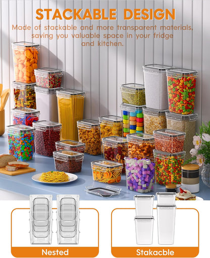 Airtight Food Storage Containers with Lids, 24 PCS Kitchen and Pantry Organization Canisters, Bpa-Free, Pvc-Free, Food-Grade Plastic Leak-Proof Jars for Cereal, Flour, Sugar, Extra 24 Labels & Marker6