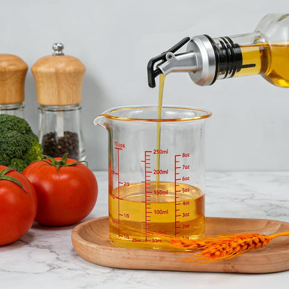 Glass Measuring Cup 8OZ/250ML/1 CUP High Borosilicate Heat Resistant Glass Measuring Cup with Clear Markings (Oz, Cup, Ml) Liquid Measuring Cup with Spout (250Ml)5