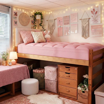 Pink Twin XL Mattress Topper for College Dorm, Plush Pillow Top | College Dorm Room Essential for Girls&Guys, Overfilled Filling Adds Plush Comfort, Deep Pocket Design Fits Twin Xl Mattresses2