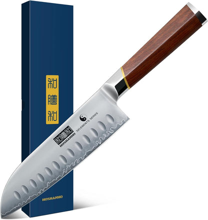 Santoku Knife 7", Razor Sharp Kitchen Knife with Rosewood Handle1
