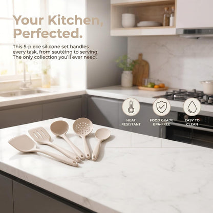 5 Piece Cooking Utensils Set, Cream2