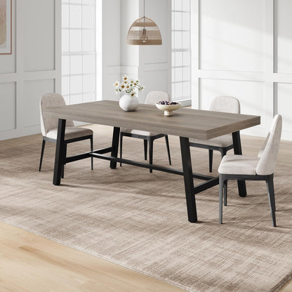 71" Rustic Dining Table, Heavy Duty Kitchen Table, Grey Walnut | Rustic Dining Table 71", Heavy Duty Kitchen Table for 8, Industrial Metal Frame & Waterproof Top3