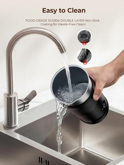 350Ml Electric Milk Frother: 4-In-1 Hot & Cold,120S Fast Frothing | 450W Milk Steamer with 180Ml Foam, under 55Db for Family Mornings - SUS304 Steel, 2 Whisks for Latte, Cappuccino6