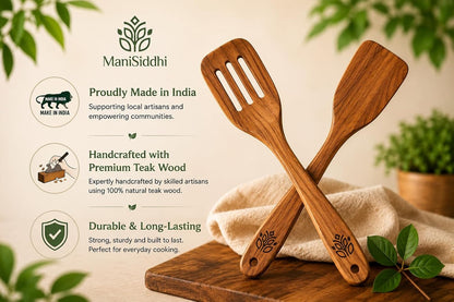 8-Piece Wooden Kitchen Utensils Set for Cooking, Premium Teak Wood Cooking Utensil Set, Wooden Spoons & Spatulas, Kitchen Cooking Utensils Safe for Nonstick Cookware8