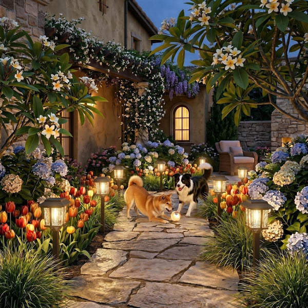 Solar Pathway Lights Outdoor 4 Pack, Warm White Solar Garden Lights7