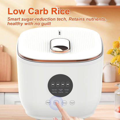 3L Healthy Low Carb Rice Cooker, Low Sugar Digital Steamer,Porridge,Soup,Quick Rice,White Rice,Stainless Steel Filter Basket，5 Cooking Functions,24H Timer & Auto Keep Warm2