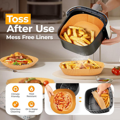 125Pcs 8 Inch Square Air Fryer Liners Disposable for 5-8QT, Parchment Paper | Non-Stick, Unbleached Food Grade, Waterproof Oilproof Baking Airfryer Sheets Papers for Oven, Microwave, Baking, Roasting4