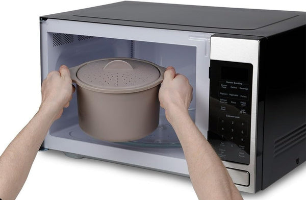 Microwave Rice & Grain Cooker, Locking Lid | Easy Cook Container, Heat-Resistant Handles, Includes Measuring Cup & Mixing Paddle, Cooks Veggies & More7
