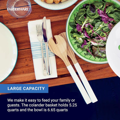 Easy to Use Pro Pump Spinner with Bowl, Colander and Built in Draining System for Fresh, Crisp, Clean Salad and Produce, 6.6 Quart, Green3