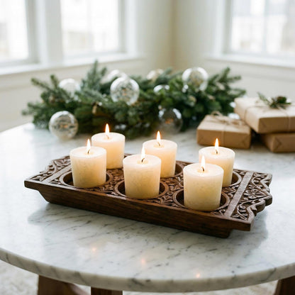 Votive Candles with Orange Clove and Cinnamon Essential Oil White Scented, Peace Pearl, 5.5X3.75X2 Inch (Pack of 6)4