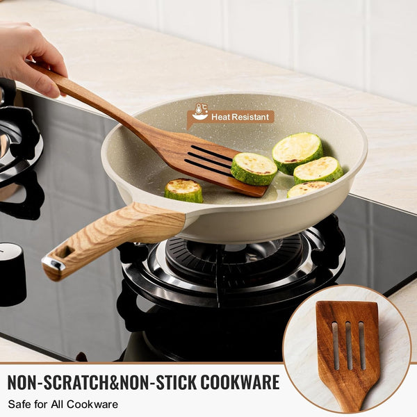 10 Pcs Wooden Spoons for Cooking, Natural Teak Wooden Kitchen Utensils Set, Durable Cooking Utensils Set with Comfort Grip for Cookware, Smooth Finish&Nonstick& Heat Resistant Wooden Spatula5