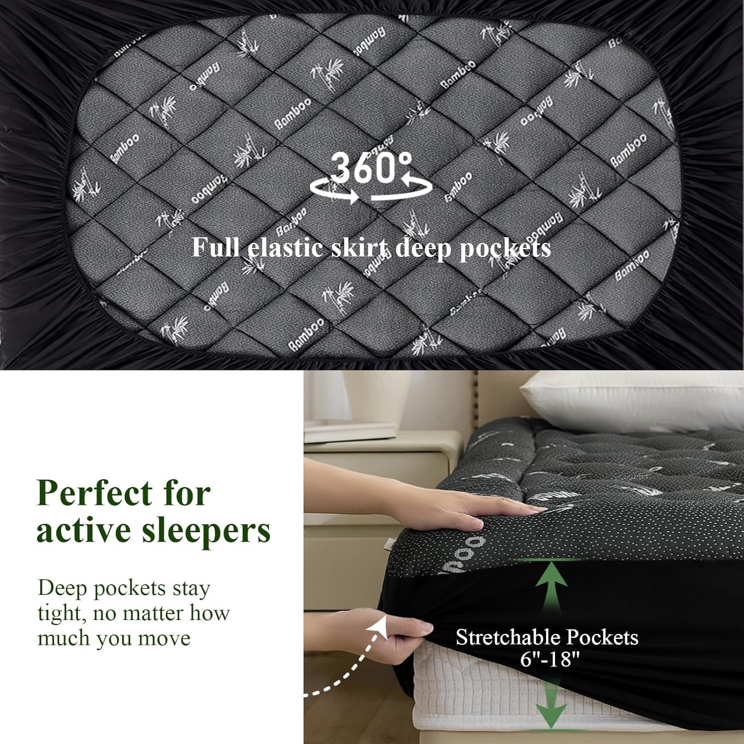queen-mattress-topper-bamboo-viscose-thick-pillow-top-mattress-pad-deep-pocket-fits-6-18-inch-mattress-naturally-cooling-for-hot-sleepers-soft-relief-for-back-pain-premium-dark-grey
