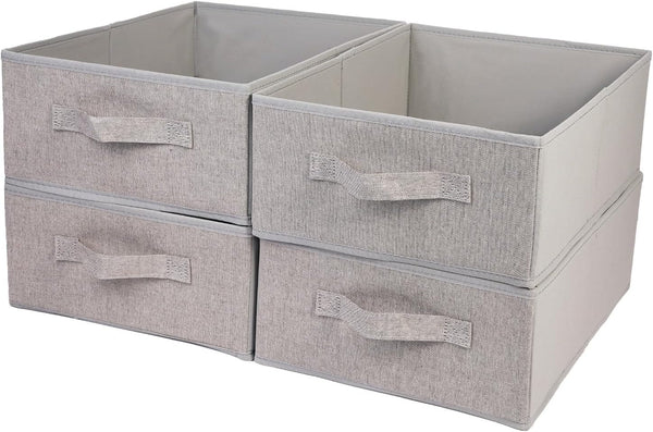 Clothings Collapsible Storage Bins, Foldable Drawer Organizers Closet Storage Baskets Cube Storage Bin for Bedroom Living Room (4 Pack, Grey, 15.4X11.4X5.5Inch)1