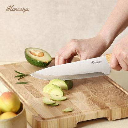 Knife Set, 15 PCS Kitchen Knife Set with Block and Sharpener | German Stainless Steel Gold Chef Knives Set with Ergonomic Wood Grain Handle, Ultra Sharp Cooking Knives Utensils Set4