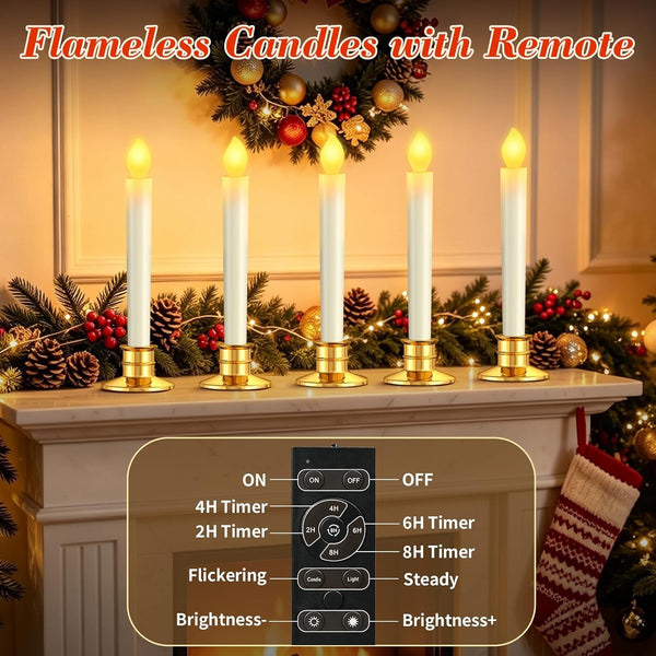 8Pcs Christmas Window Candles Lights, Flameless Candles Battery Operated4