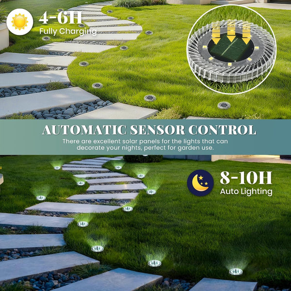 10 Pack Small Solar Ground Lights, Garden Lights Cool White4