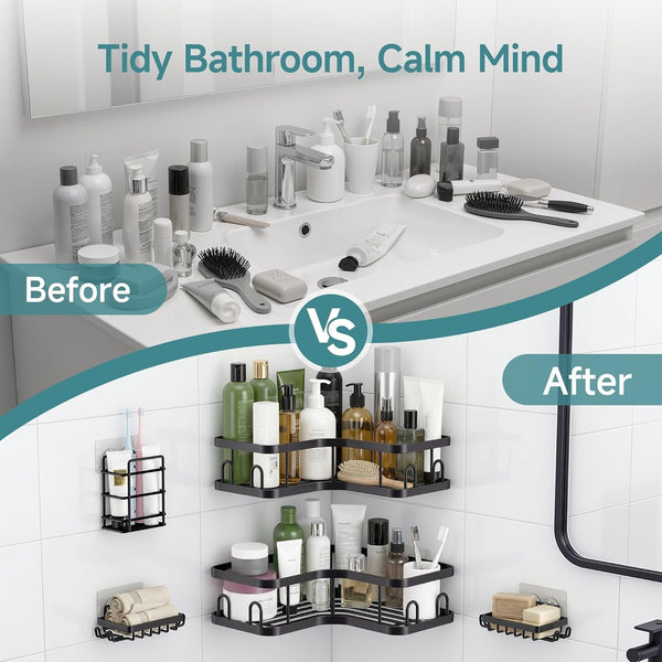 Large Capacity Corner Shower Caddy 6-Pack, Advanced Rustproof Design8