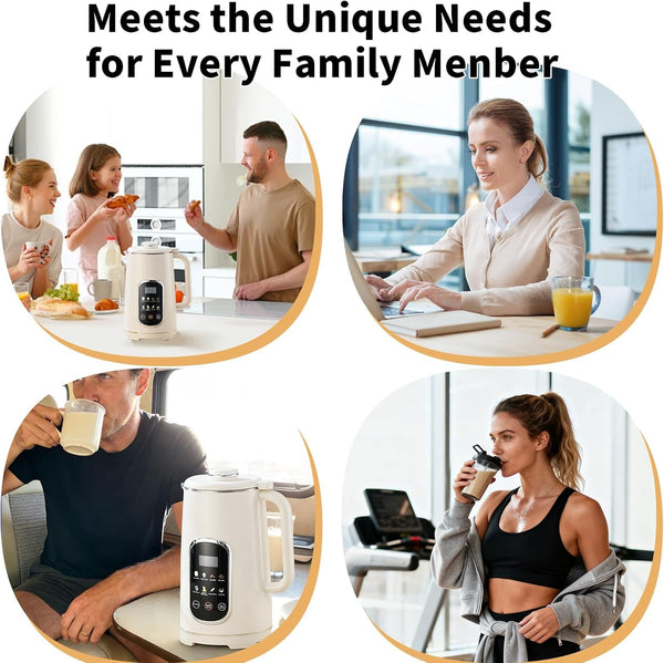Kuhuz Nut Milk Maker,42Oz Plant Based Milk Machine for Homemade Almond/Oat/Soy,10-In-1 Countertop Blender with Juice/Milkshake/Food Processor/Boil Water,Delay Start/Keep Warm/Self Cleaning,White8