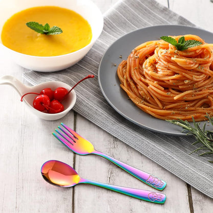 10 Pack Toddler Utensils, Stainless Steel Rainbow Silverware Set for Kids, Children Safe Cutlery Set Includes Forks and Spoons - Dishwasher Safe7