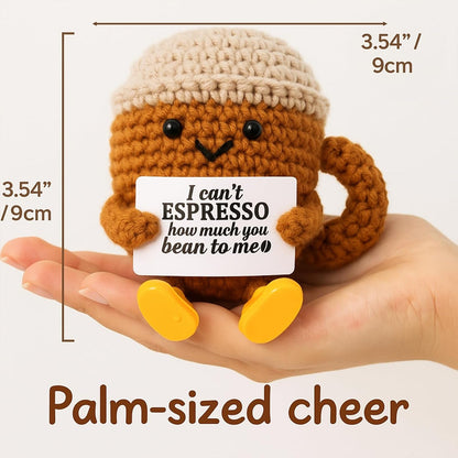 Birthday Gift for Her Him Women Men Girlfriend Boyfriend, Positive Crochet Espresso Cup, Cute Small Coffee Lover Gift for Best Friend Couple Wife Husband Mom4