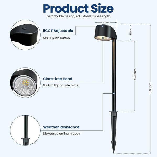 5CCT Low Voltage Pathway Lights, 8-Pack 6W LED Landscape Path Lights9