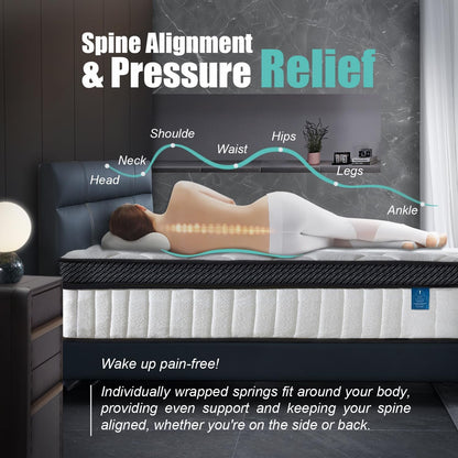 King Mattress 12 Inch King Size Mattress 80"*76"*12" Healthy Material Soft Comfortable Breathable Four-Sided Reinforcement Quiet Easy to Clean Vacuum Packed King Mattress White6