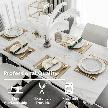 Linen Placemats Set of 4 Heat Resistant Dining Table Cloth Place Mats Kitchen Table Mats Placemats Table Decor, Natural Linen3