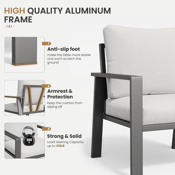 5 Pieces Aluminum Patio Furniture Set 7-Seat Outdoor Furniture Sets3