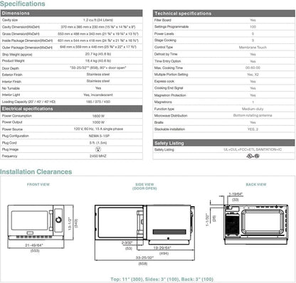 Commercial Microwave Oven, ETL 1000W 1.2 Cu.Ft. Countertop2