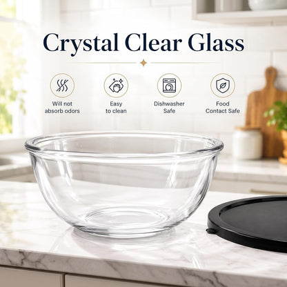 6.2QT Glass Sourdough Proofing Bowl with Lid, Large Mixing Bowl for Bread Dough Fermentation, Clear Borosilicate Glass Bowl for Baking, Salad, Meal Prep & Food Storage5