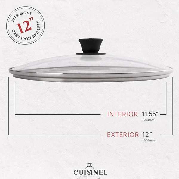 Cast Iron Skillet with Lid - 12"-Inch Frying Pan + Glass Cover + Silicone Handle Holder - PFAS and Pfoa-Free Pre-Seasoned Oven Safe Cookware - Indoor/Outdoor Use - Grill, BBQ, Fire, Stovetop5