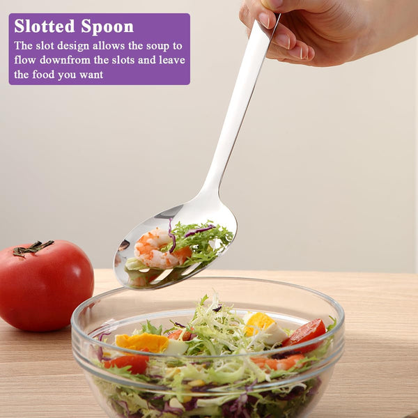 Slotted Spoons for Straining 2 Pcs 13", Stainless Steel Kitchen Spider Strainer Skimmer Ladle for Straining Pasta/Cooking/Frying, Metal Kitchen Utensils Pasta Spoon6