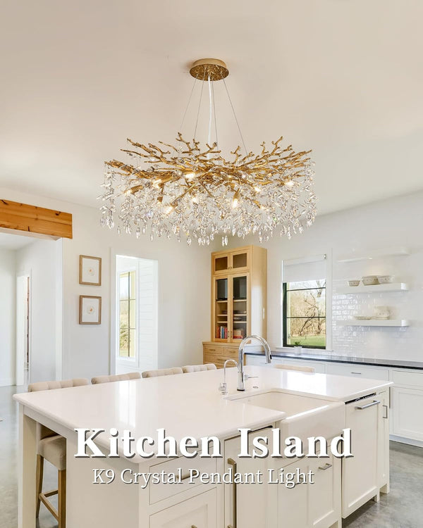 Modern Tree Branch Crystal Chandelier Luxury Gold Crystal Pendant Lighting 40" Contemporary 14-Light Chandeliers for Dining Room Kitchen Bedroom Living Room4