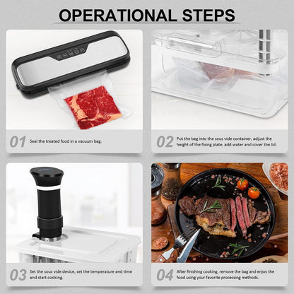Sous Vide Container 12.6 QT with Lid and Rack Slow Cooker Container | Complete Kit with Lid and Rack, Minimal Water Evaporation, Compatible with Most Sous Vide Machines8