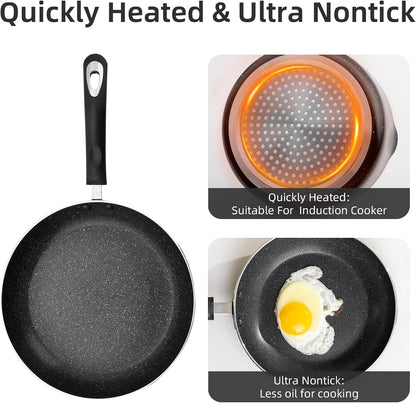 Non Stick Kitchen Cookware 7-Piece Set, Non-Induction, Includes Pots and Pans, Black4