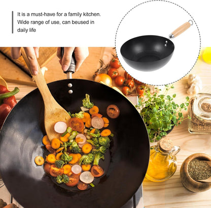 Small Wok 14.56 Inch Japanese Iron Non-Stick round Bottom Gas Stove Pan for Home Kitchen Cooking Bbq Stir Fry5