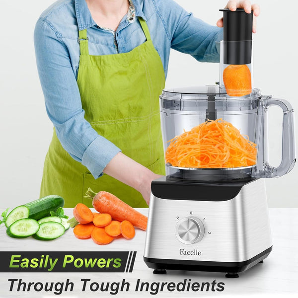 600W Electric Food Processor 10 Cup Large Bowl and 6.8Oz Grinder Combo | Vegetable Chopper for Mincing, Dicing, Shredding, Puree & Kneading Dough, Great for Cheese Grater, Hummus, Meat and Salsa4