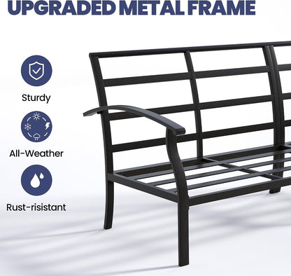 4 Piece Metal Outdoor Patio Furniture Set, Outdoor Sectional Sofa3