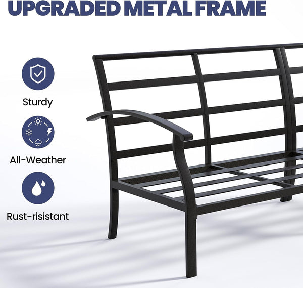 4 Piece Metal Outdoor Patio Furniture Set, Outdoor Sectional Sofa3