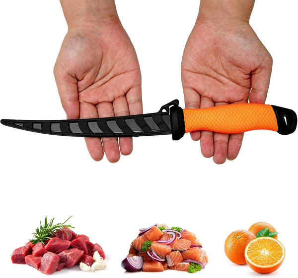 Salmon Fillet Knife 8.9 Inch - Razor Sharp Flexible Blade for Fish & Meat, PP Golf Grip Handle with Protective Sheath6