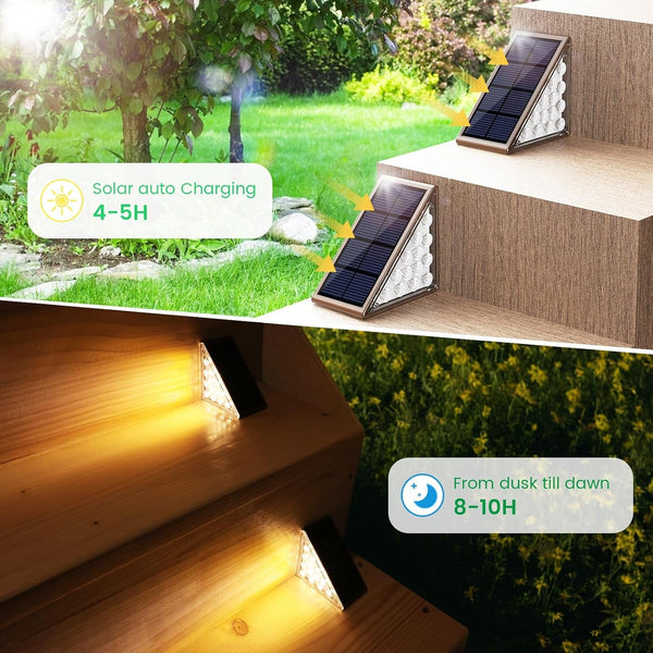 Solar Step Lights for Outside, 12Pack Solar Stair Lights Outdoor Waterproof IP67, Deck Step Lights, Outdoor Light Decor for Staircase, Patio, Front Step, Pathway, Front Porch(Warm Brown)2