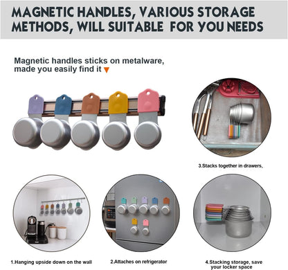 Magnetic Measuring Cups Set, 7 Pieces 18/8 Stainless Steel Stackable Nesting Heavy Duty Measuring Cups, Kitchen Tools, Perfect for Dry and Liquid Ingredients, Dishwasher Safe (Muticolour, 7 Set)5