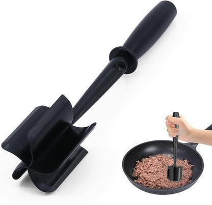 Meat Chopper, 5 Curve Blades Ground Beef Smasher, Heat Resistant Hamburger Smasher Tool, Nylon Potato Masher Utensil, Ground Meat Chopper, Meat Separator Tool for Hamburger, Non Stick Mix Chopper1
