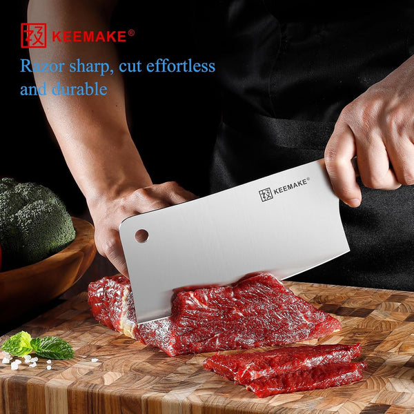 Cleaver Meat Knife 7 Inch, Heavy Duty with German High Carbon Stainless Steel 1.4116 Chopper Vegetable Knife with Ergonomic Pakkawood Handle Gift Box2