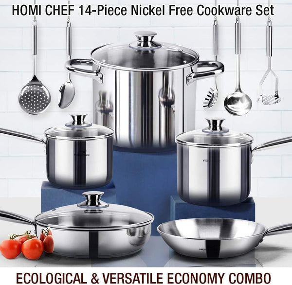 14-Piece Nickel Free Stainless Steel Cookware Set - Nickel Free Pots and Pans Set - Non-Toxic, Healthy Induction Cookware2