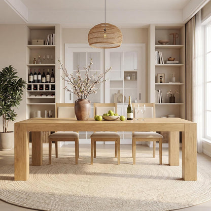 86.75" Long Dining Table for 6-10 People, Farmhouse Wooden Kitchen Table, Large Rectangular Dinner Table for Kitchen Dining Room Living, Brown8
