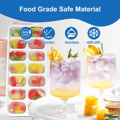 Ice Cube Tray with Lid, 3 Pack Silicone Easy-Release Ice Trays for Freezer, Stackable Ice Cube Molds for Drinks, Cocktails, Whiskey, Coffee - Bpa-Free and Odor-Free,Ice Cube Trays for Freezer3