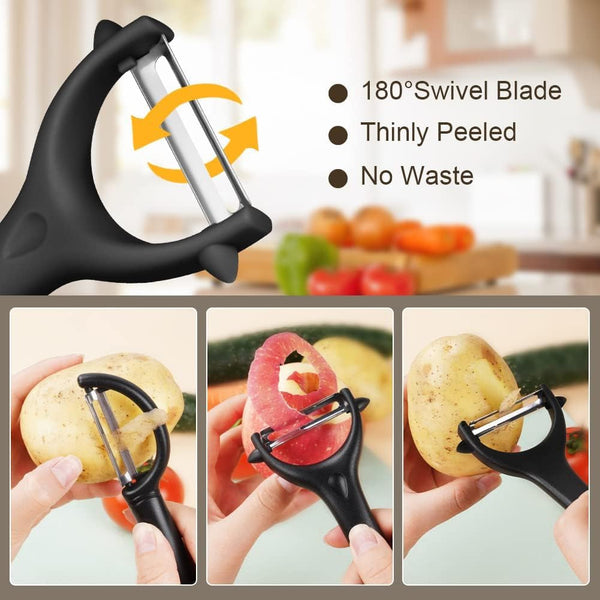 Vegetable Peeler Set of 2 - Y Peeler & Swivel Peeler, Sharp Stainless Steel Blade, Ergonomic Non-Slip Handle, Potato Carrot Apple Fruit Peelers for Kitchen, Dishwasher Safe, Easy Grip4